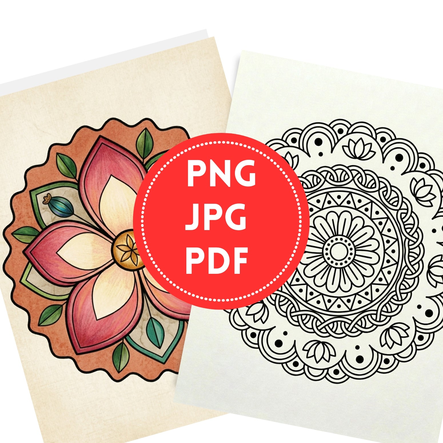 Beautiful Flower Mandalas PDF JPG PNG | 20-Page Kids and Teens Coloring Book