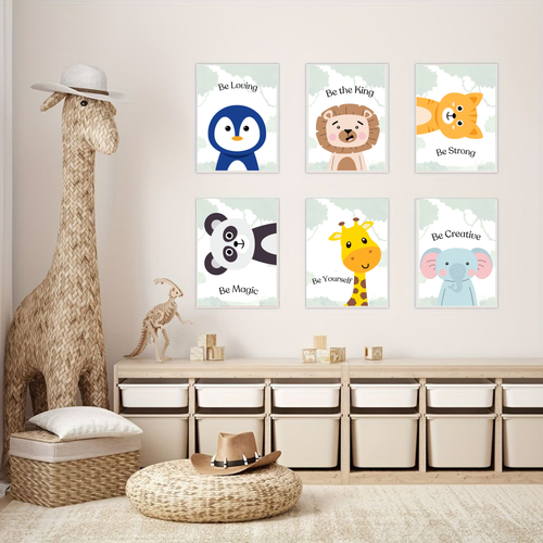 Affiches Animalières pour Enfants | Décoration Murale Positive pour Chambre Bébé