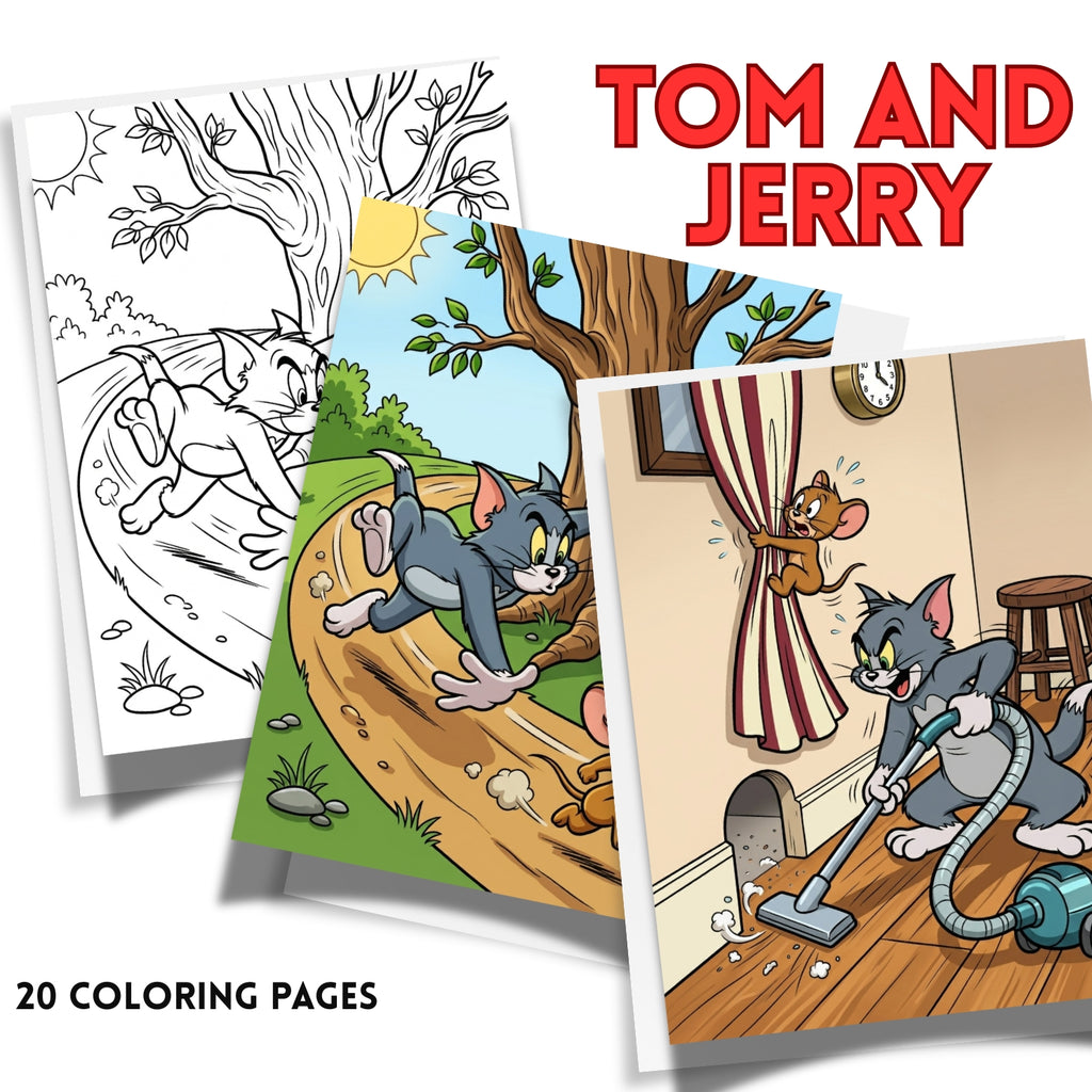 Printable Tom and Jerry Coloring Book | 20 Premium Kids Activity Pages