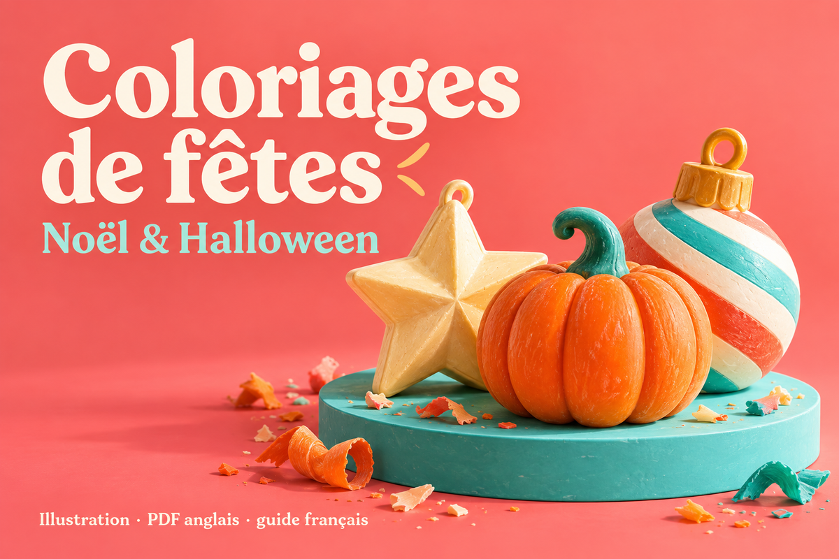 Coloriages de fêtes – Noël et Halloween – aperçu 1