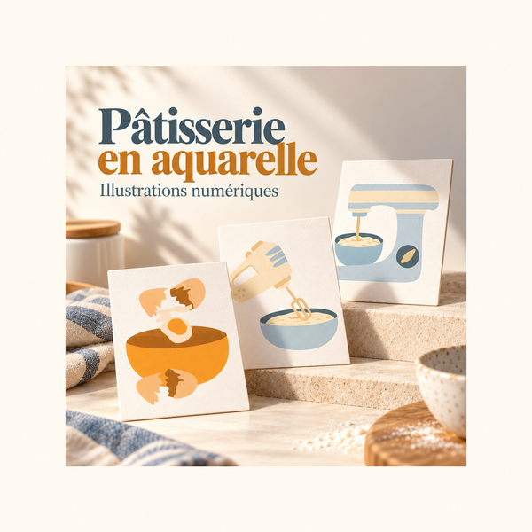 Illustration 3D — 30 aquarelles de produits de pâtisserie