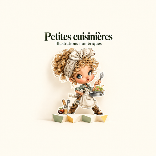 Illustration 3D — Bundle de cliparts de filles cuisinières mignonnes