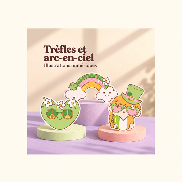 Illustration 3D — Clipart trèfle kawaii