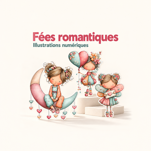Illustration 3D — Cliparts fées et Saint-Valentin, 14 illustrations kawaii