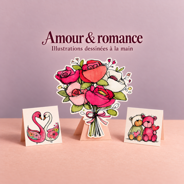 Illustration 3D — Cliparts Saint-Valentin, 21 illustrations dessinées à la main