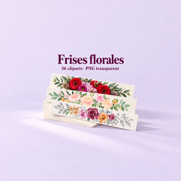 Illustration 3D — Collection de 36 cliparts floraux horizontaux