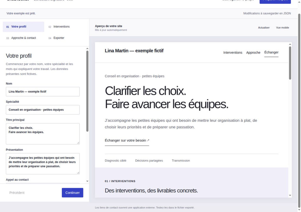 Consultant Signature — site et assistant local