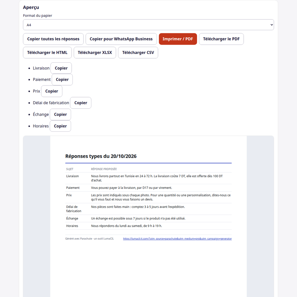 Réponses types — livraison, paiement et délais FR/AR/EN – visuel 2