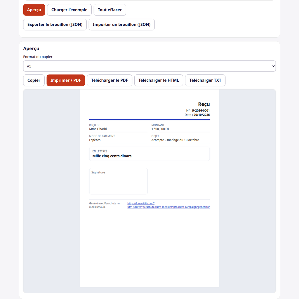 Reçu de paiement — chiffres et lettres FR/AR/EN – visuel 2