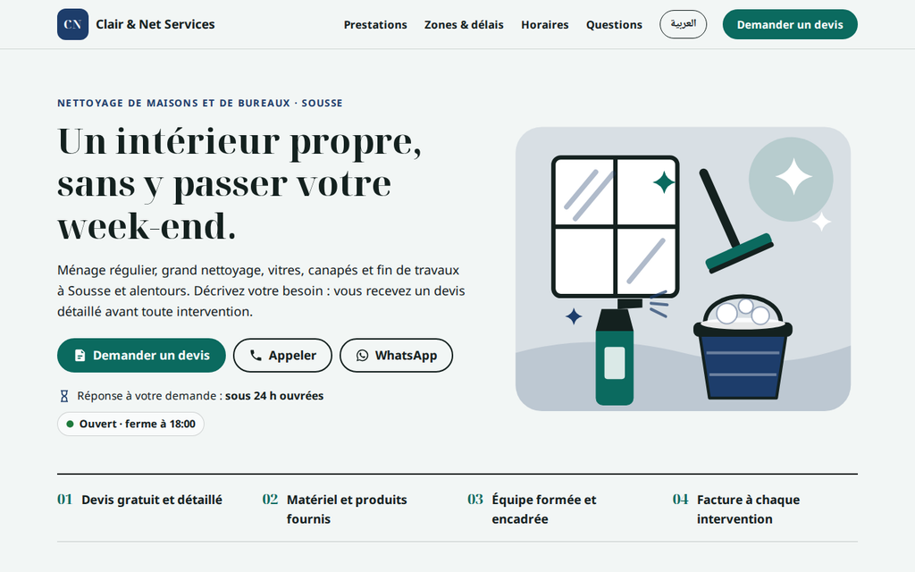 Site de devis pour prestataires — pages FR/AR et assistant – visuel 2