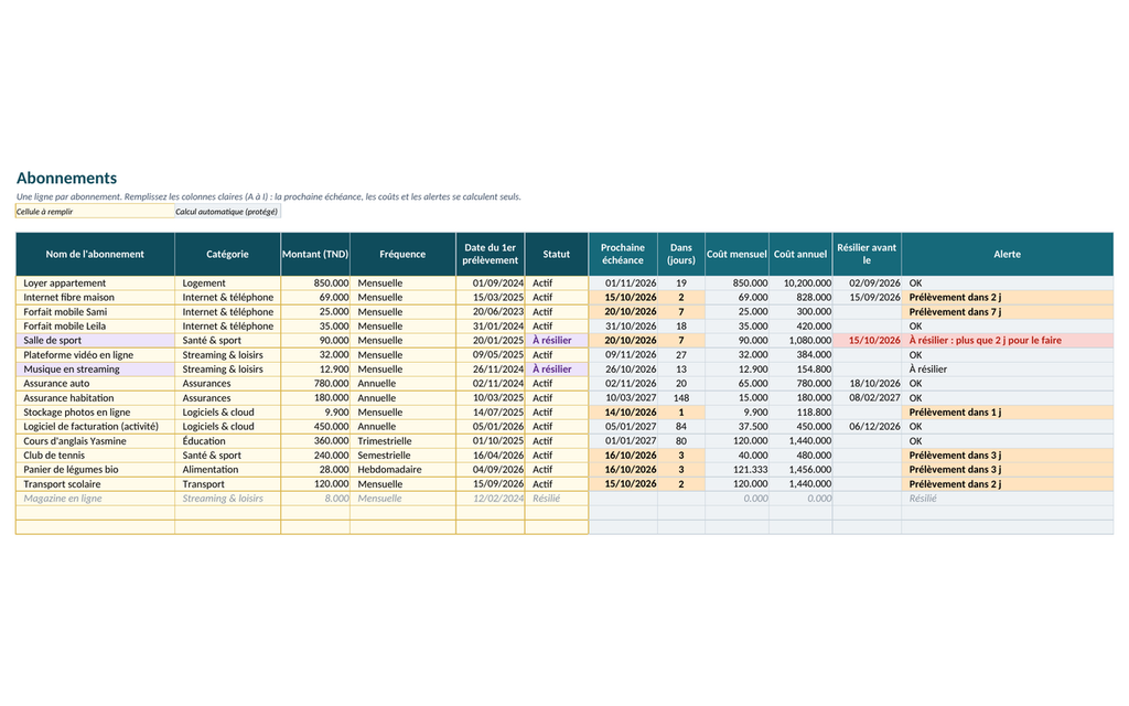 Abonnements et factures reçues — classeur de consultation – visuel 2