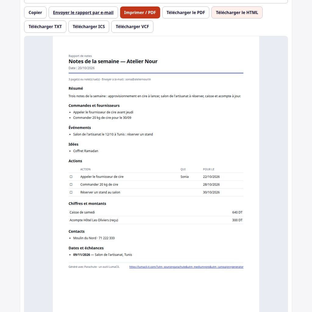 Rapport de notes — résumé, actions et dates FR/AR/EN – visuel 2