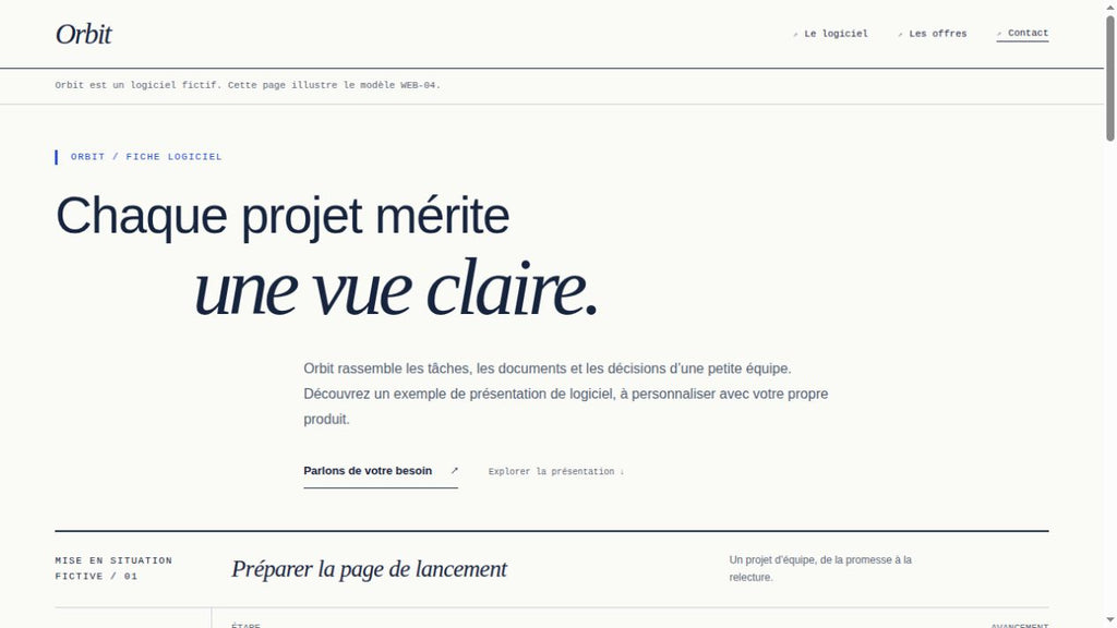 Page de présentation de logiciel — modèle HTML et éditeur local