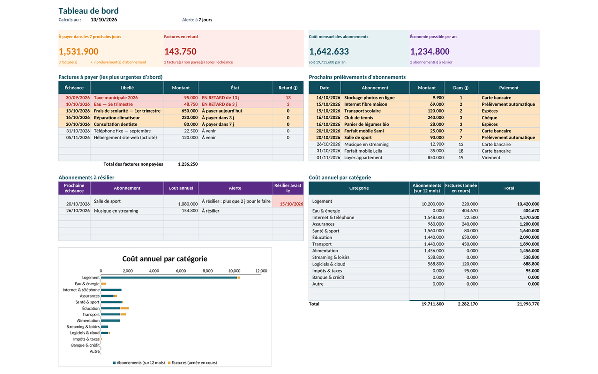 Abonnements et factures reçues — classeur de consultation – visuel 3