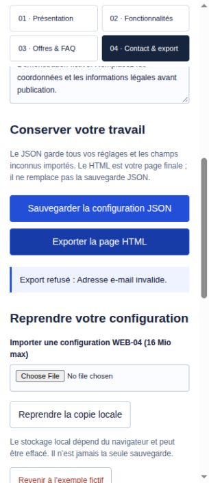 Page de présentation de logiciel — modèle HTML et éditeur local