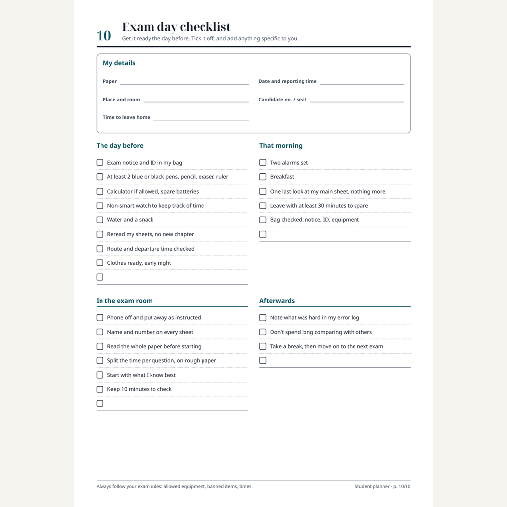Planning étudiant à imprimer – visuel 3
