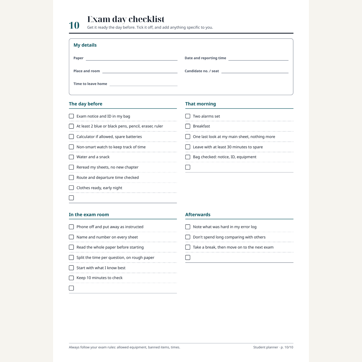 Planning étudiant à imprimer – visuel 3