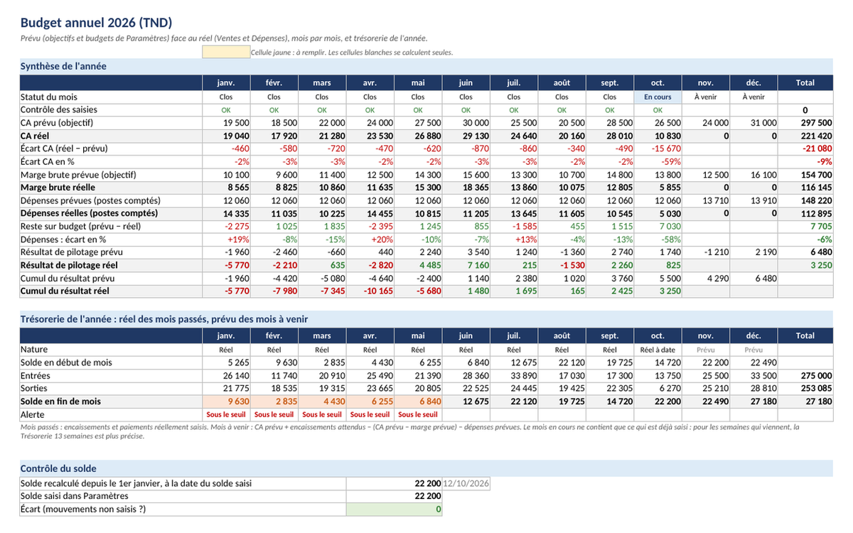 Tableau de bord d’entreprise — ventes, dépenses et trésorerie – visuel 3