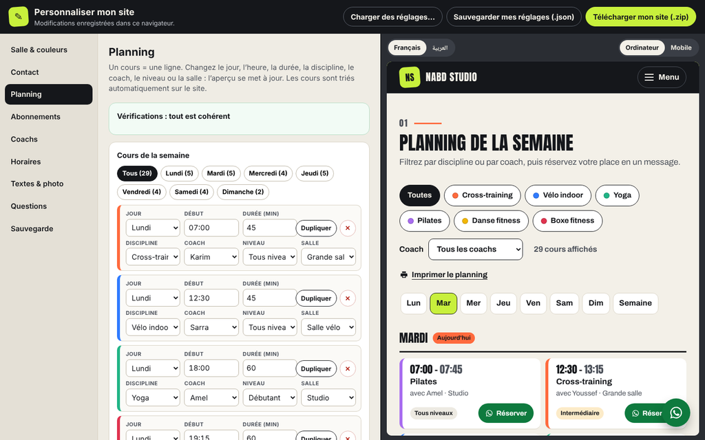 Planning sportif FR/AR — cours et demandes de place – visuel 3