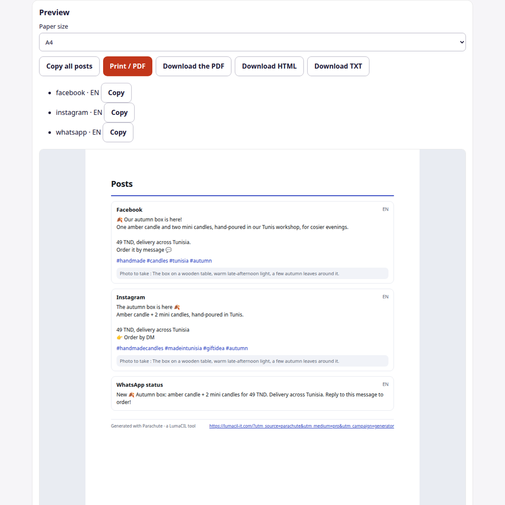 Textes de publications — Facebook, Instagram, WhatsApp et e-mail FR/AR/EN – visuel 4