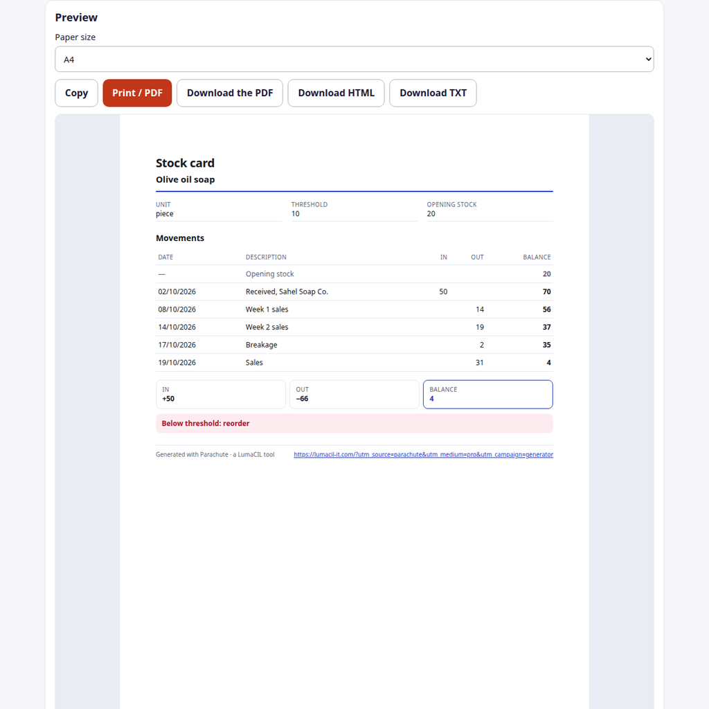 Fiche de stock — entrées, sorties et solde FR/AR/EN – visuel 4