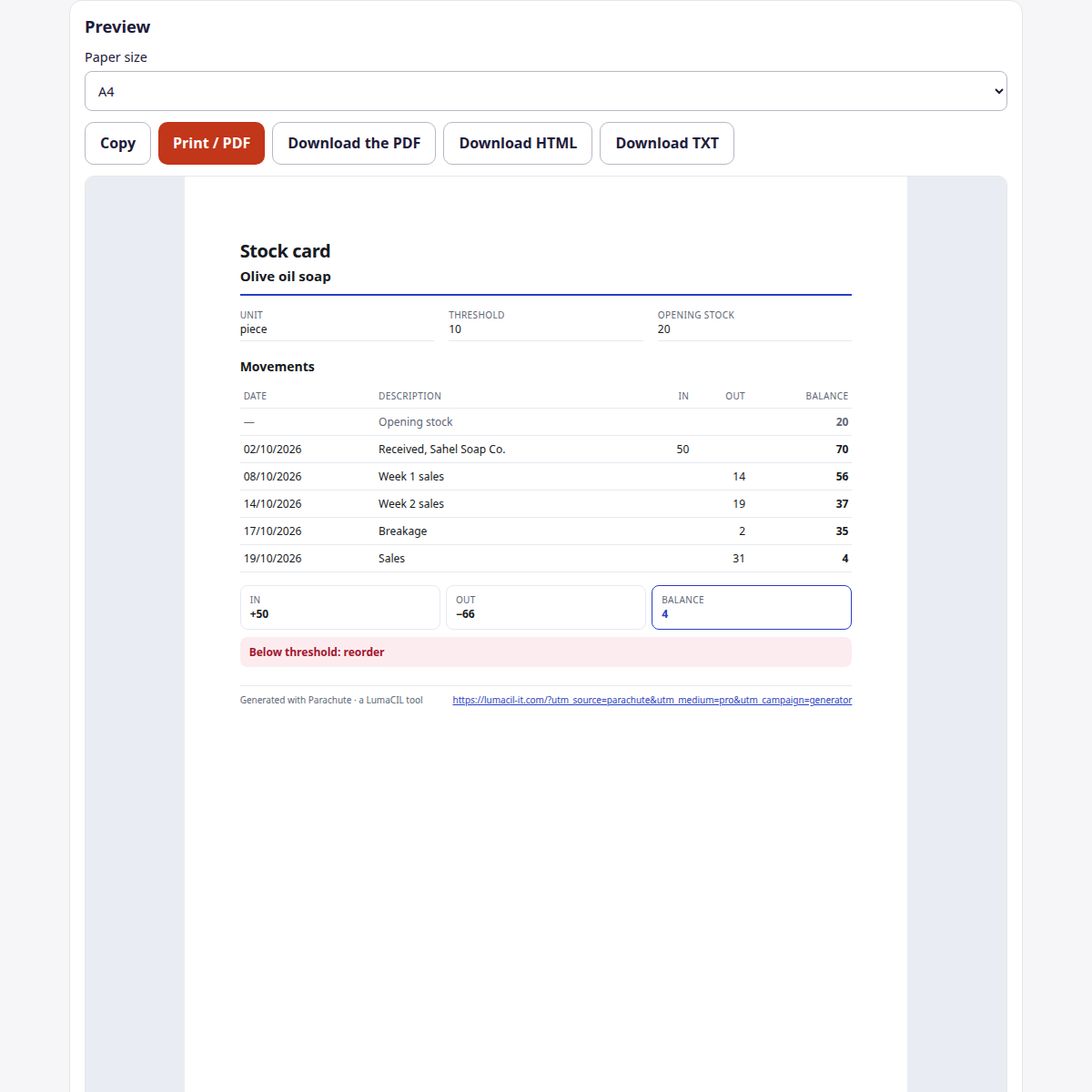 Fiche de stock — entrées, sorties et solde FR/AR/EN – visuel 4