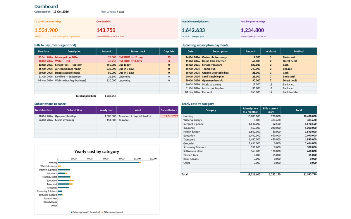 Abonnements et factures reçues — classeur de consultation – visuel 4