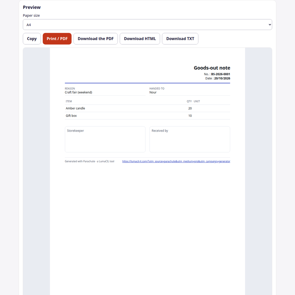 Bon de sortie de stock — vente, chantier ou casse FR/AR/EN – visuel 4
