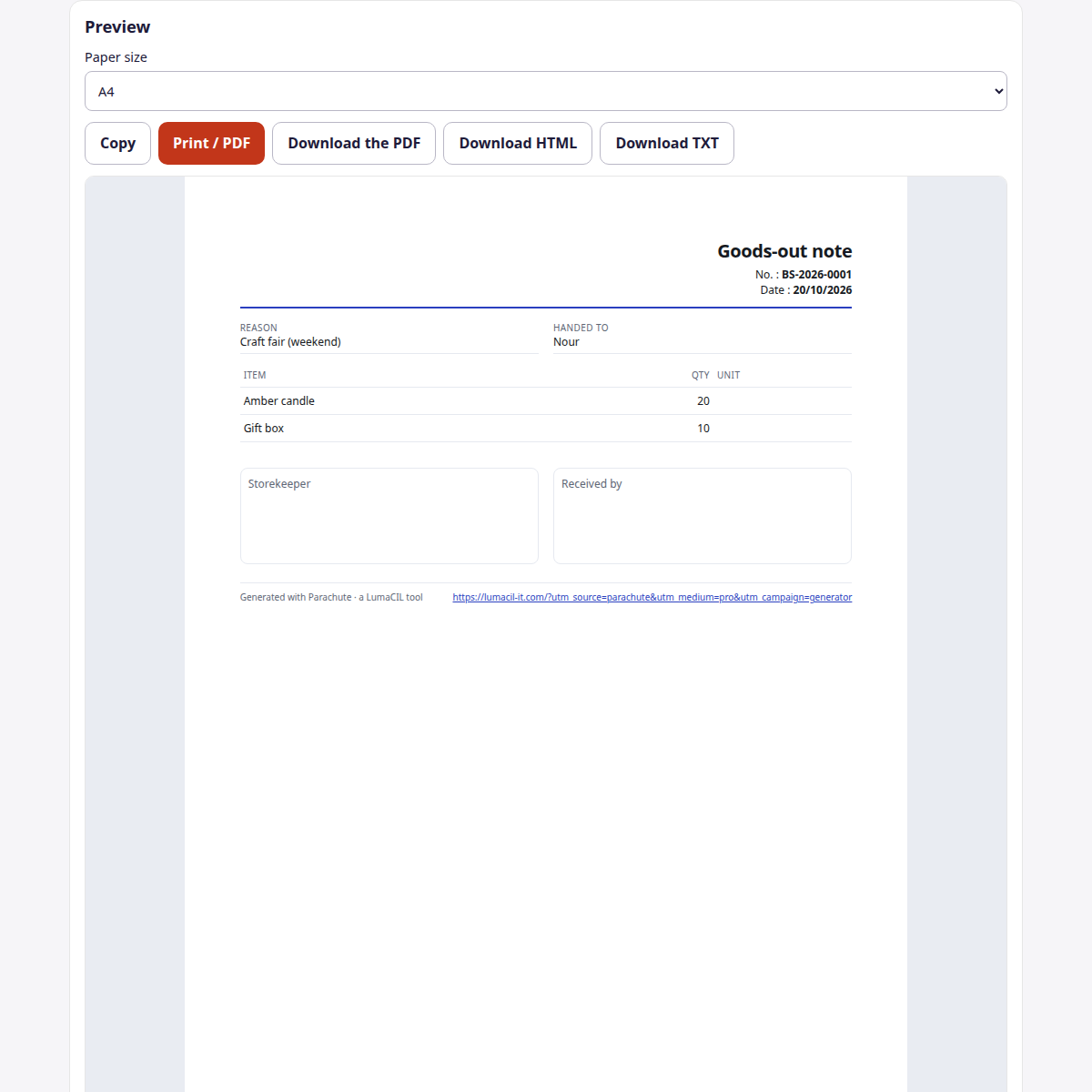 Bon de sortie de stock — vente, chantier ou casse FR/AR/EN – visuel 4