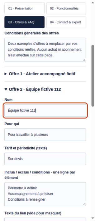 Page de présentation de logiciel — modèle HTML et éditeur local
