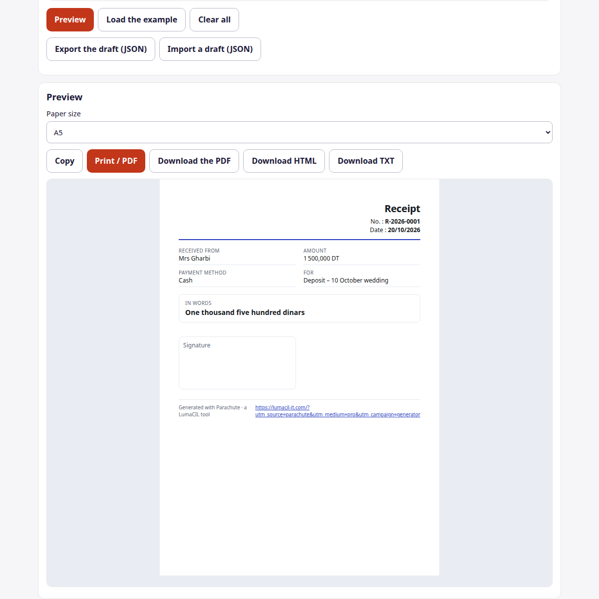 Reçu de paiement — chiffres et lettres FR/AR/EN – visuel 4
