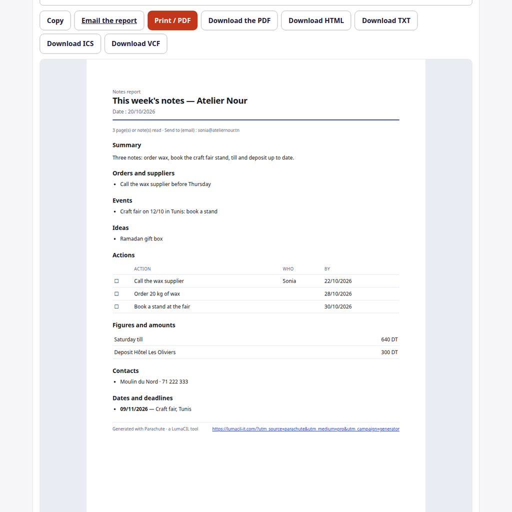 Rapport de notes — résumé, actions et dates FR/AR/EN – visuel 4