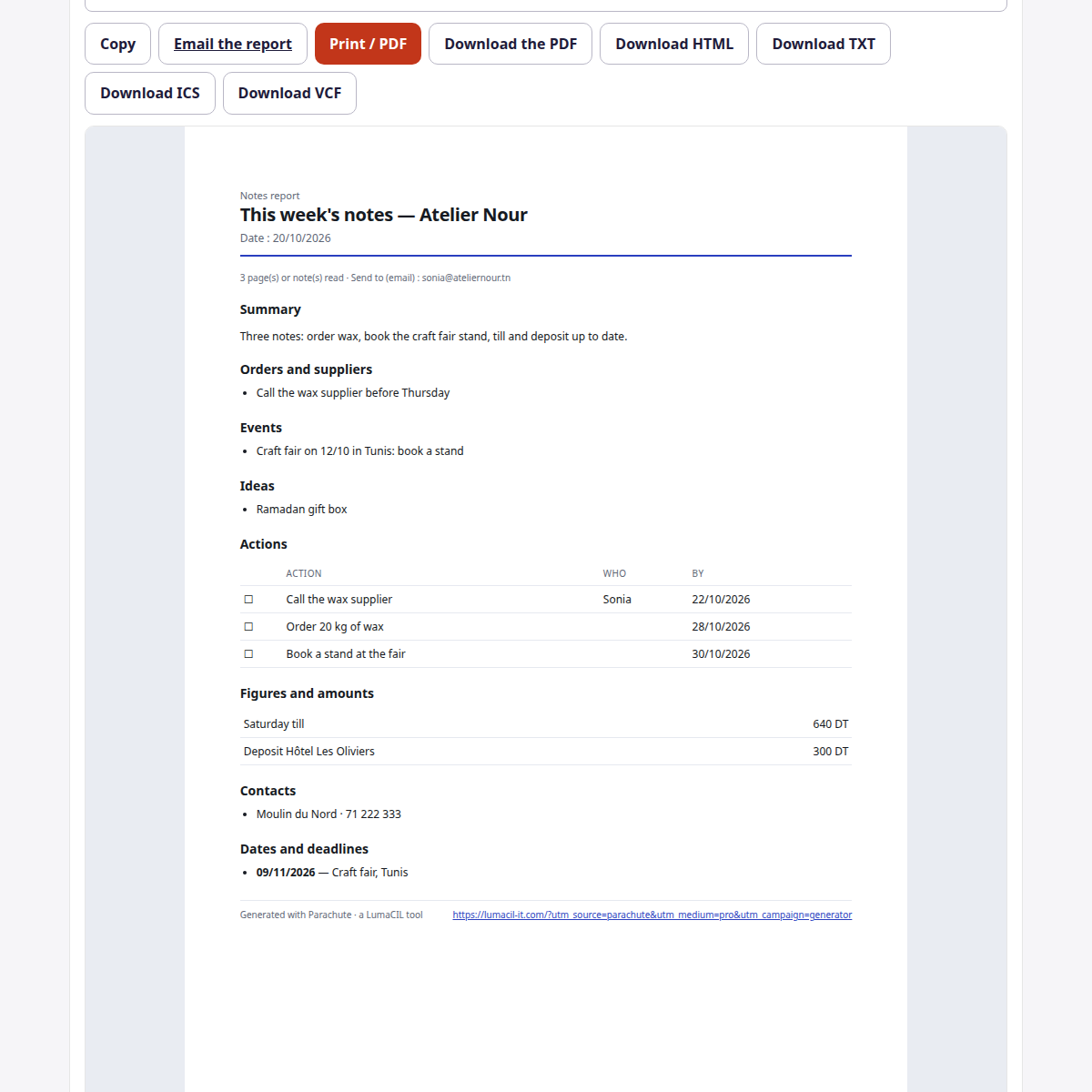 Rapport de notes — résumé, actions et dates FR/AR/EN – visuel 4