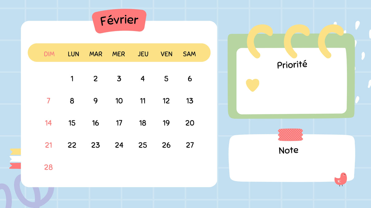 Calendrier 2027 à imprimer – 12 mois avec priorités et notes – visuel 4