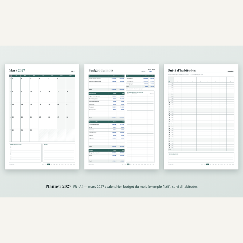 Agenda 2027 à imprimer — calendrier et organisation A4/A5 – visuel 4