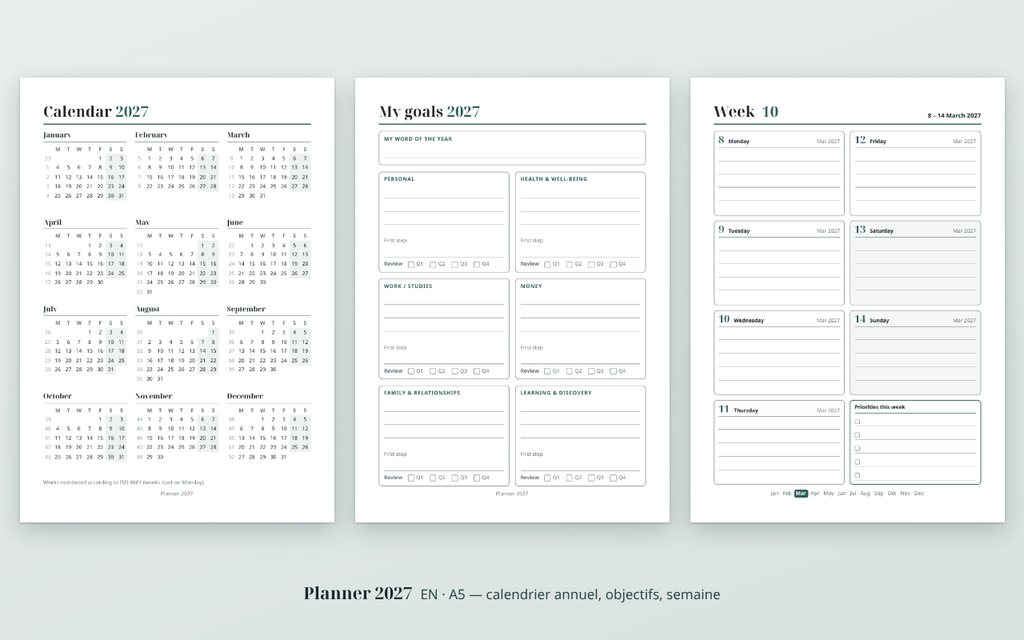 Agenda 2027 à imprimer — calendrier et organisation A4/A5 – visuel 5
