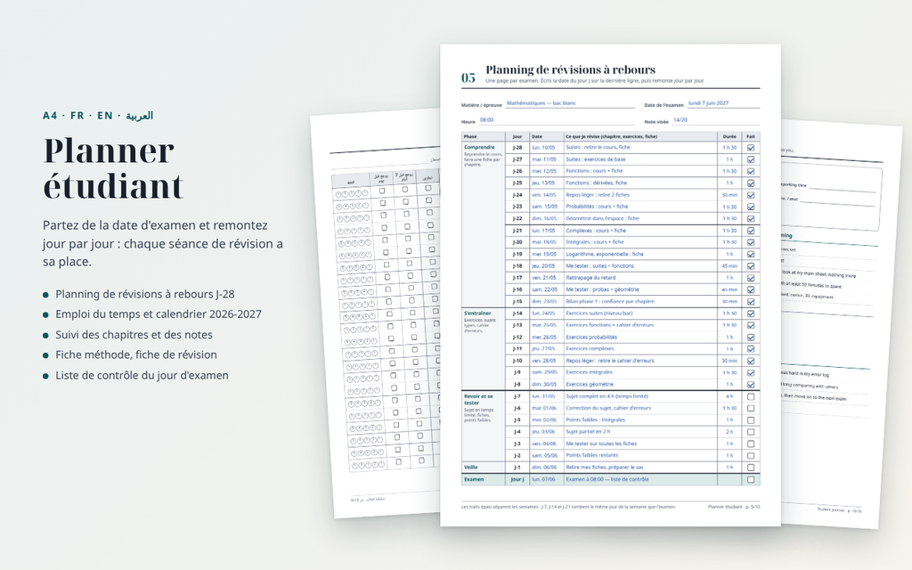 Planning étudiant à imprimer – visuel 5