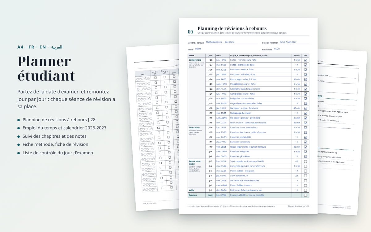 Planning étudiant à imprimer – visuel 5
