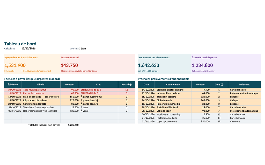 Abonnements et factures reçues — classeur de consultation – visuel 6