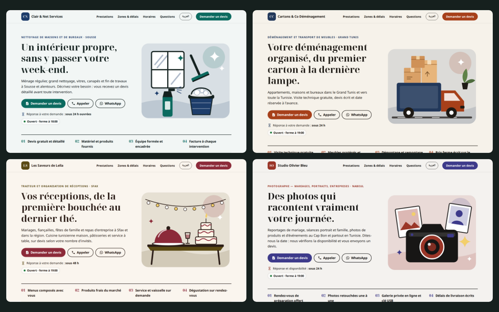 Site de devis pour prestataires — pages FR/AR et assistant – visuel 6