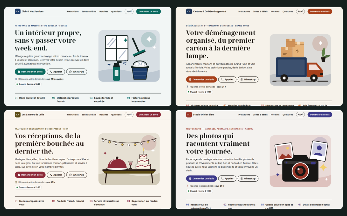 Site de devis pour prestataires — pages FR/AR et assistant – visuel 6