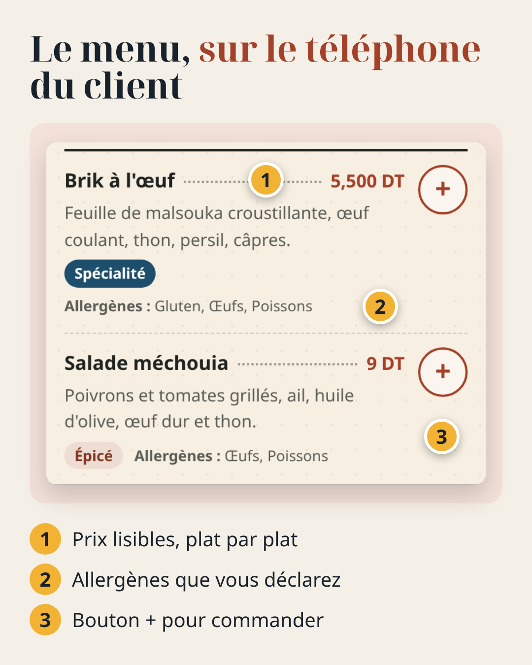 Carte de café et restaurant — menu FR/AR et chevalets QR – visuel 6