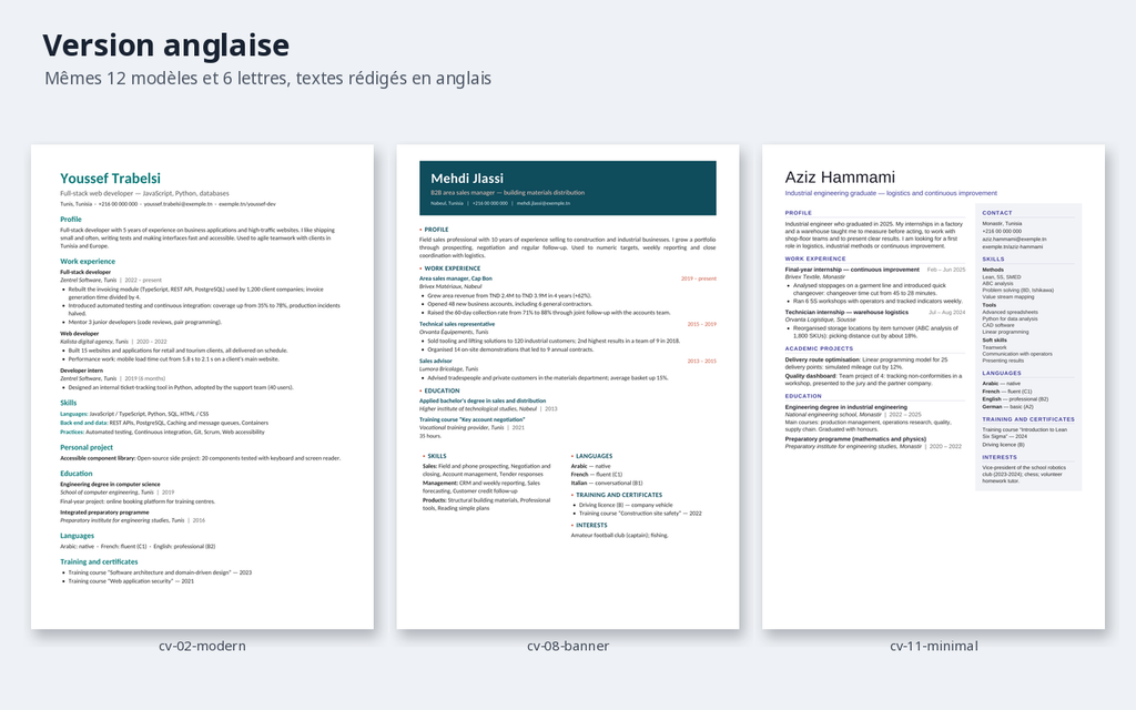 CV et texte d’accompagnement — trois parcours FR/EN/AR – visuel 6