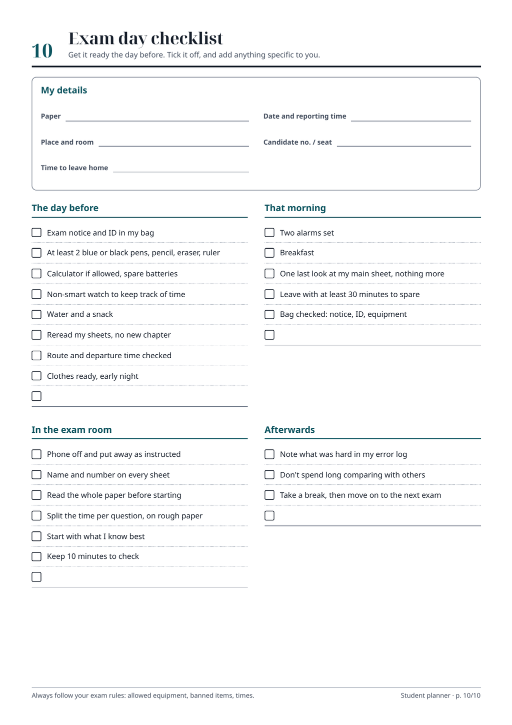 Planning étudiant à imprimer – visuel 7