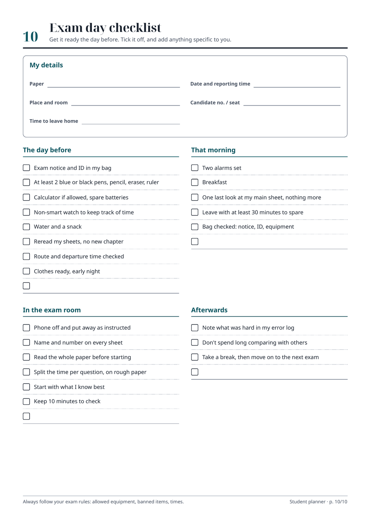 Planning étudiant à imprimer – visuel 7