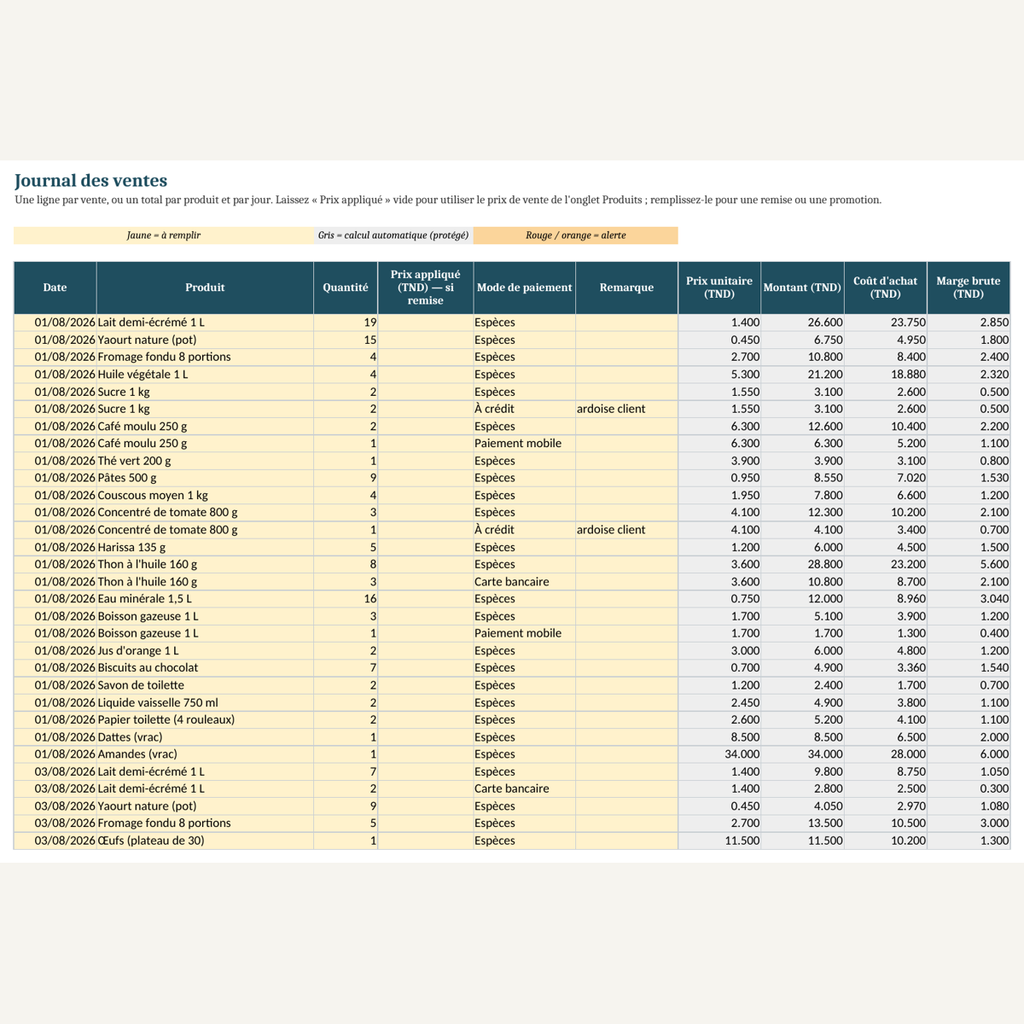 Journal du petit commerce — ventes, stock et coûts saisis – visuel 7