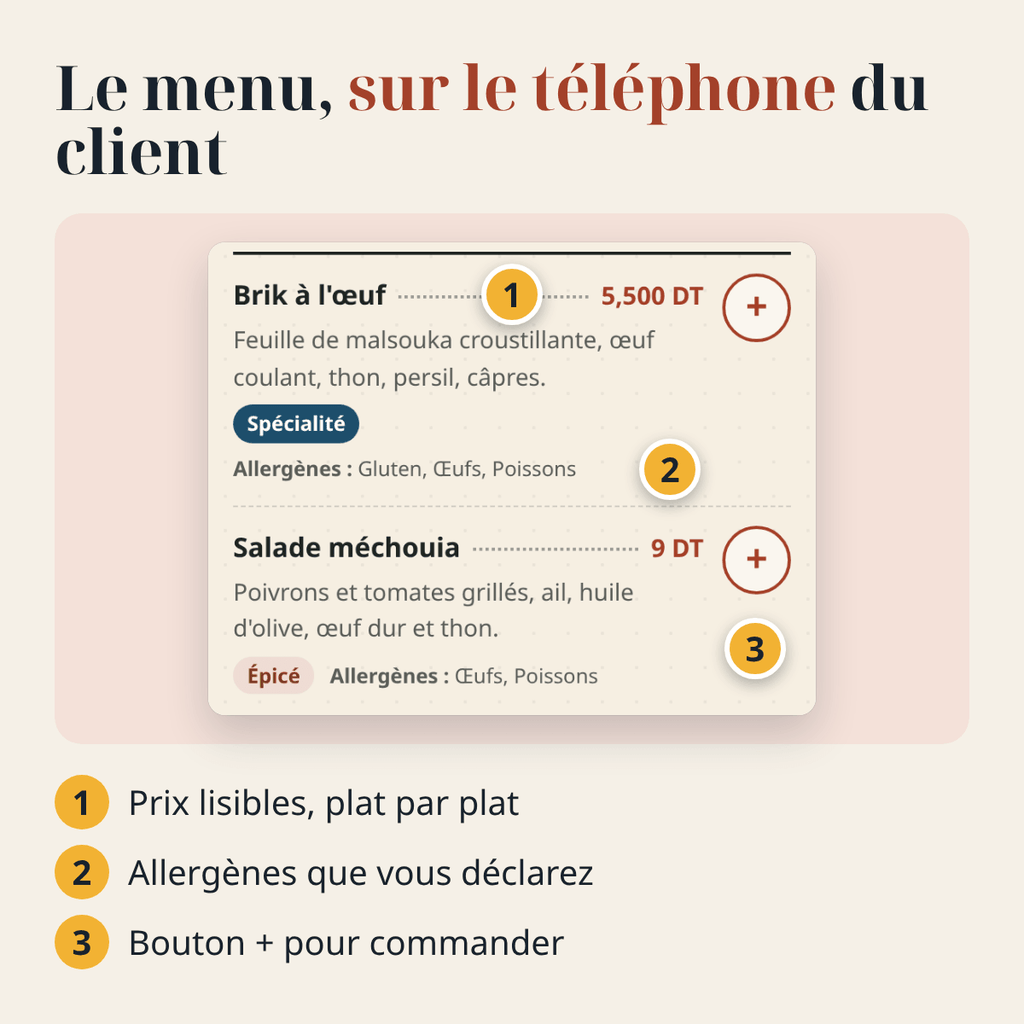Carte de café et restaurant — menu FR/AR et chevalets QR – visuel 7