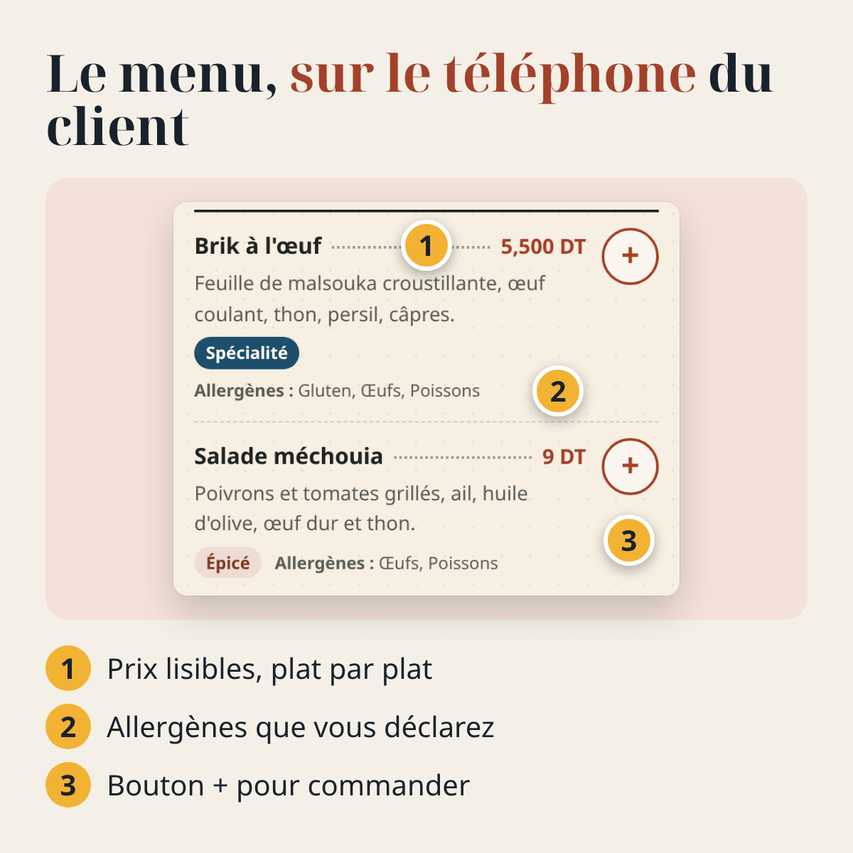 Carte de café et restaurant — menu FR/AR et chevalets QR – visuel 7