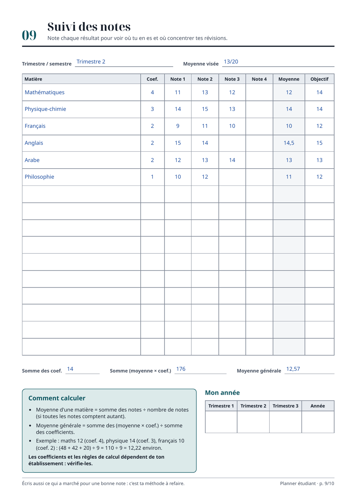 Planning étudiant à imprimer – visuel 8