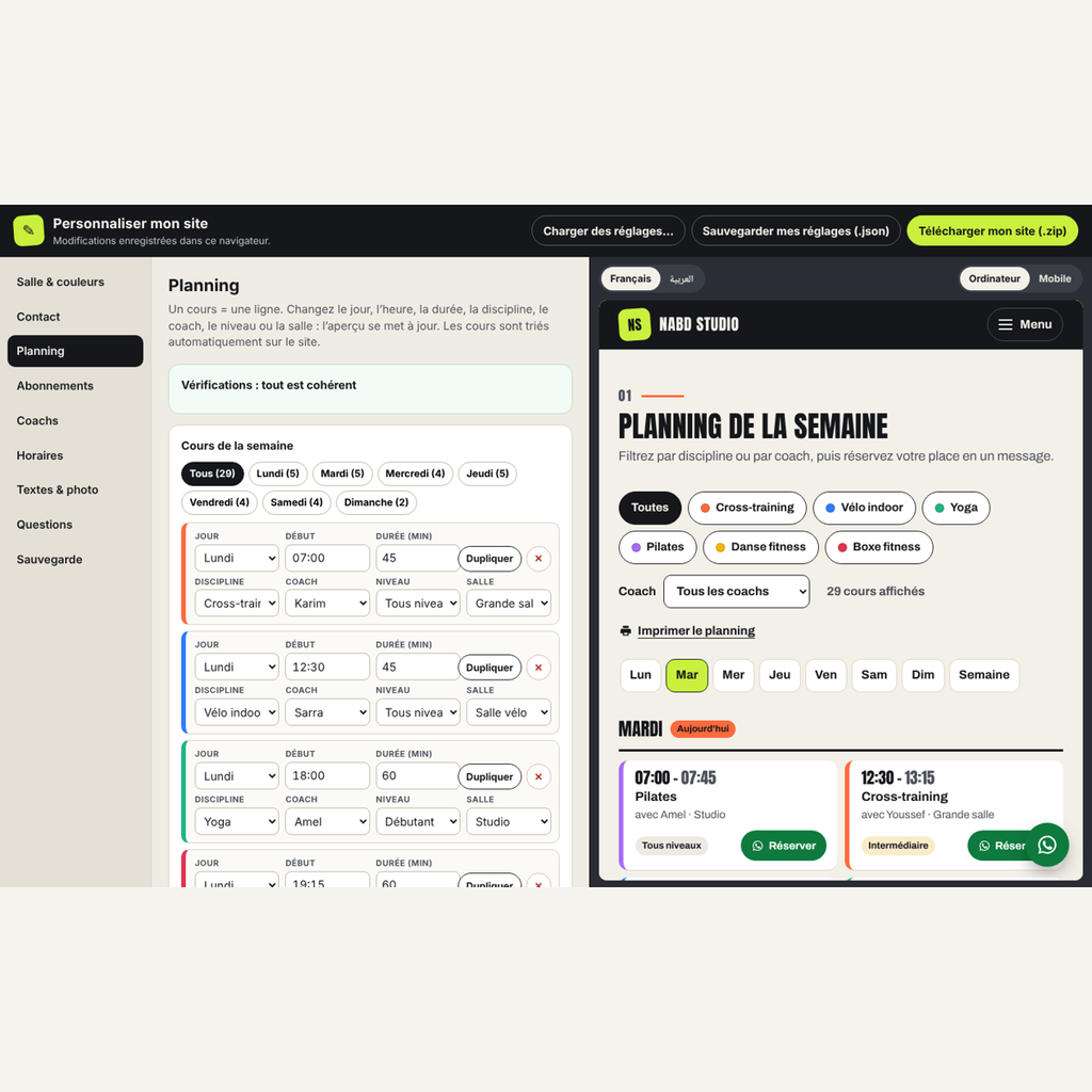 Planning sportif FR/AR — cours et demandes de place – visuel 8